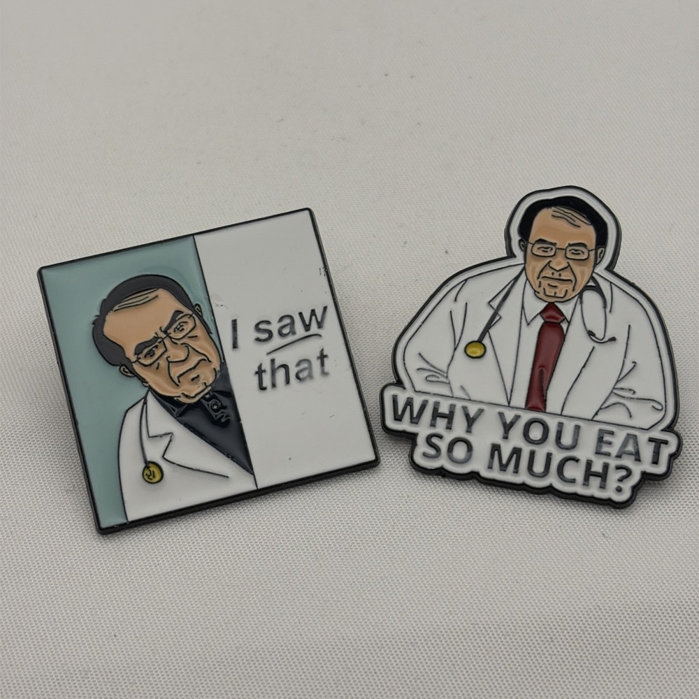 Set Of 2 Dr Now My 600lb Life Novelty Funny Lapel Hat Pins